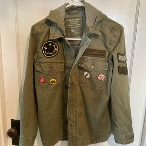 American Eagle army green military style jacket patches/buttons size S